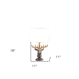 HomeRoots 18in. Antiqued Bronzed Stag Bust Table Lamp