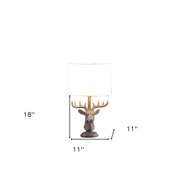 HomeRoots 18in. Antiqued Bronzed Stag Bust Table Lamp