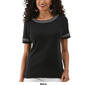 Womens Rafaella&#174; Embroidered Rib Knit Short Sleeve Tee Shirt - image 4