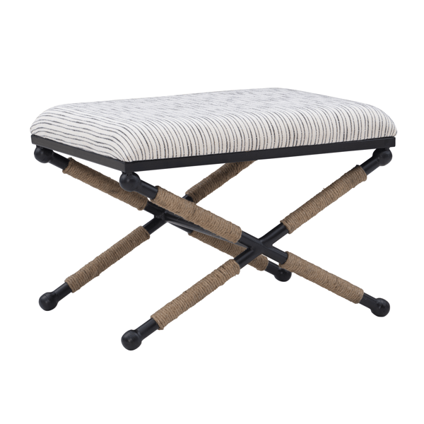 Linon Home Decor Ashburn Campaign Accent Striped Bench - image 
