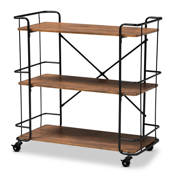 Baxton Studio Neal Rustic Industrial Style Bar & Kitchen Cart - image 