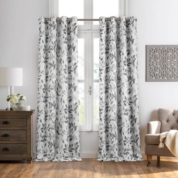 Elrene Avalon Botanical Floral Leaf Blackout Window Curtain
