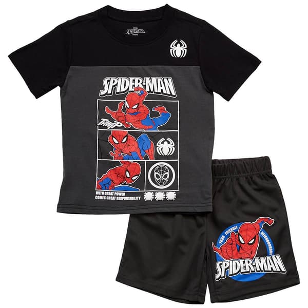 Boys &#40;4-7&#41; Spider-Man 2pc. Color Block Top & Shorts Set - Black - image 