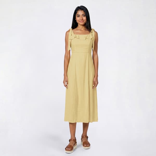 Juniors Trixxi Molly Side Slit Tie Shoulder Midi Dress