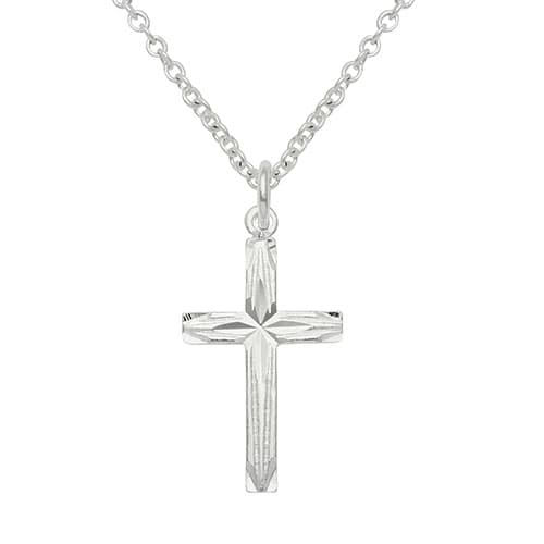 Marsala Fine Silver Plated Diamond Cut Cross Necklace - image 