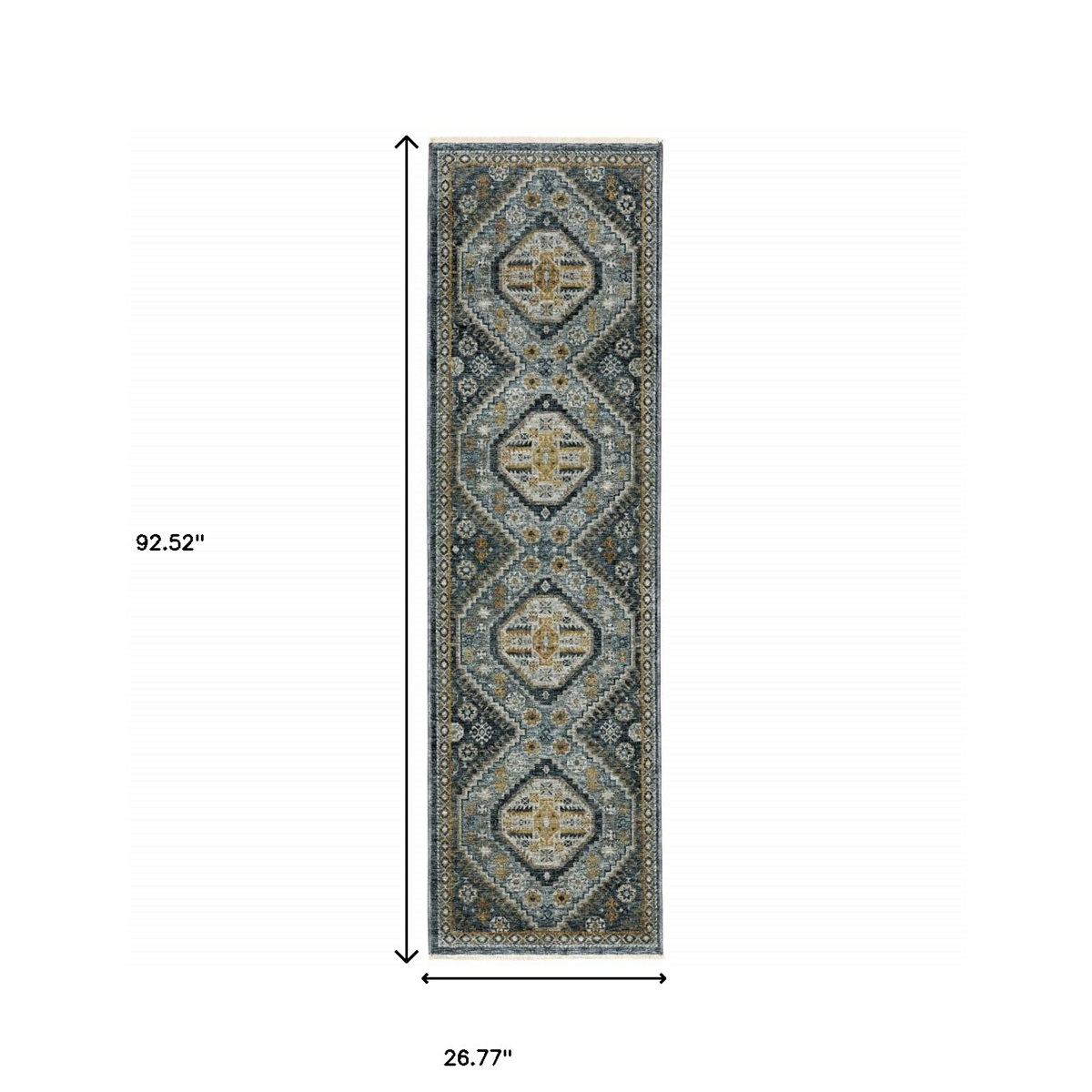 HomeRoots Blue Oriental Power Loom Stain Resistant Runner