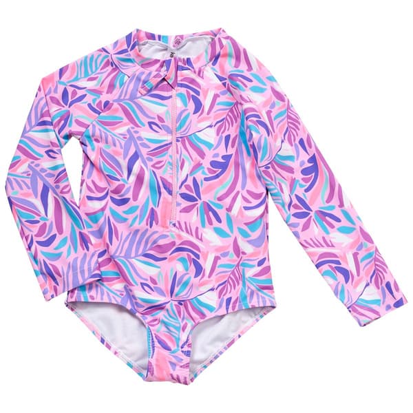 Girls (4-6x) Kensie Girl Leaf Rashguard One Piece Swimsuit