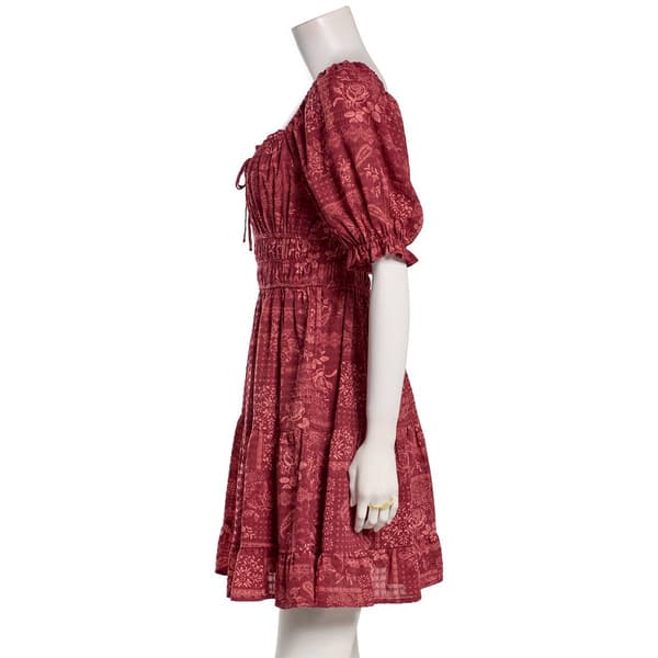 Juniors Jolt Puff Sleeve Ruch Waist A-Line Dress