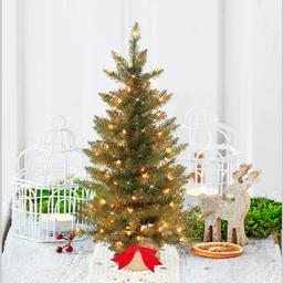 Puleo International 3ft. Pre-Lit Slim Franklin Fir Christmas Tree