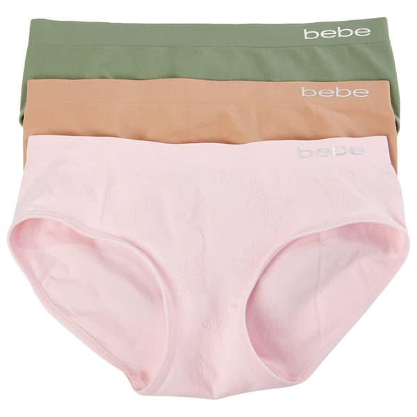 Girls &#40;7-16&#41; Bebe 3pk. Butterfly Hipster Underwear - Dreamy Pink - image 