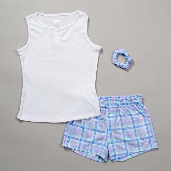 Girls &#40;7-16&#41; Sleep On It Rib Tank Top & Plaid Shorts Pajama Set - image 