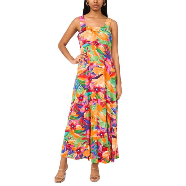 Womens MSK Sleeveless Smock Back Floral Challis Midi Dress - image 