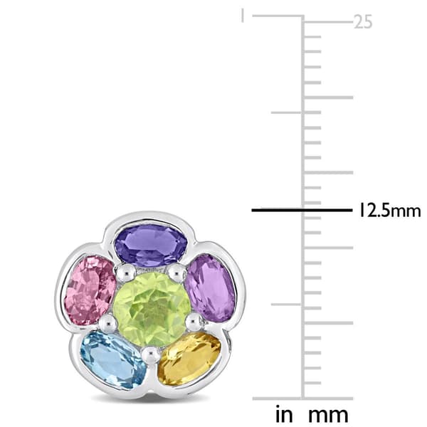 Sophia B Sterling Silver Multi-Gemstone Floral Stud Earrings