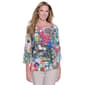 Womens Ali Miles 3/4 Pearl Sleeve Ruffel Collar Yarn Dye Stripe - image 1