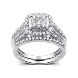 Nova Star(R) Lab Grown Diamond Halo Cluster Cathedral Bridal Set