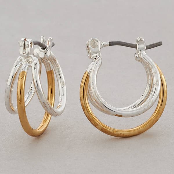 Design Collection Two-Tone Triple Hoop Earrings - image 