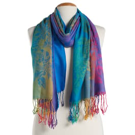 Womens Floral Rainbow Jacquard Pashmina