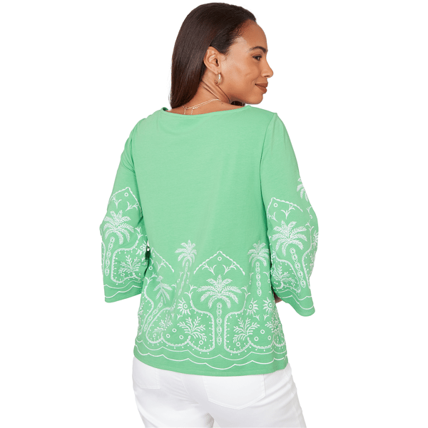 Petite Ruby Rd. Hothouse Florals Palm Tree Embroidery Blouse