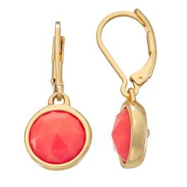 Napier Gold-Tone & Coral Illusion Drop Leverback Earrings