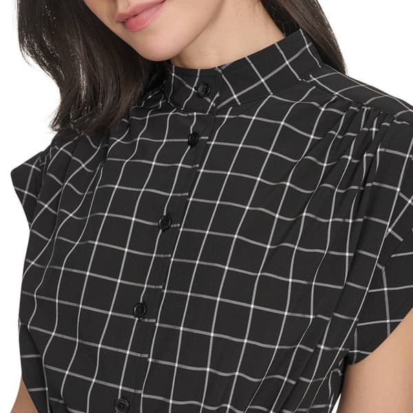 Womens Calvin Klein Short Sleeve Commuter Windowpane Shirtdress