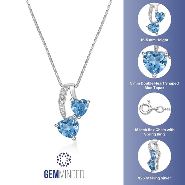Gemminded Sterling Silver 5mm Heart Created Blue Topaz Pendant