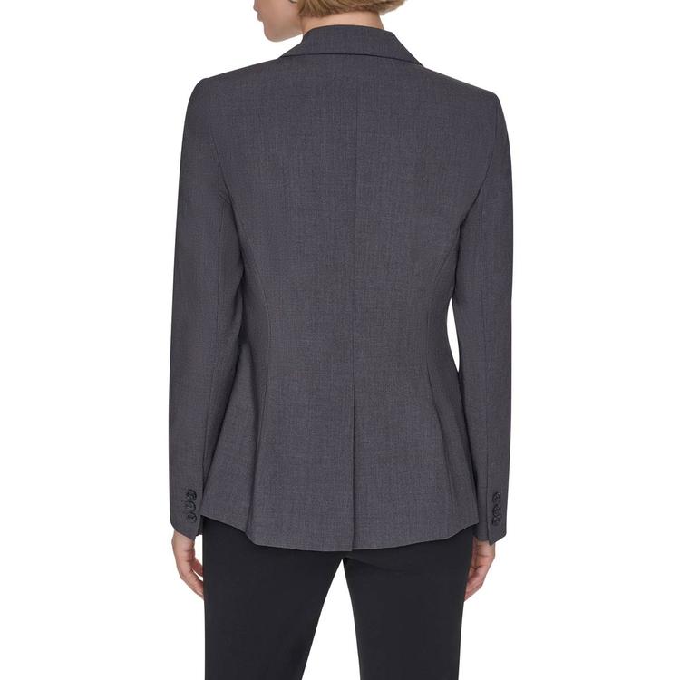Womens DKNY Long Sleeve One Button Notched Blazer - Charcoal