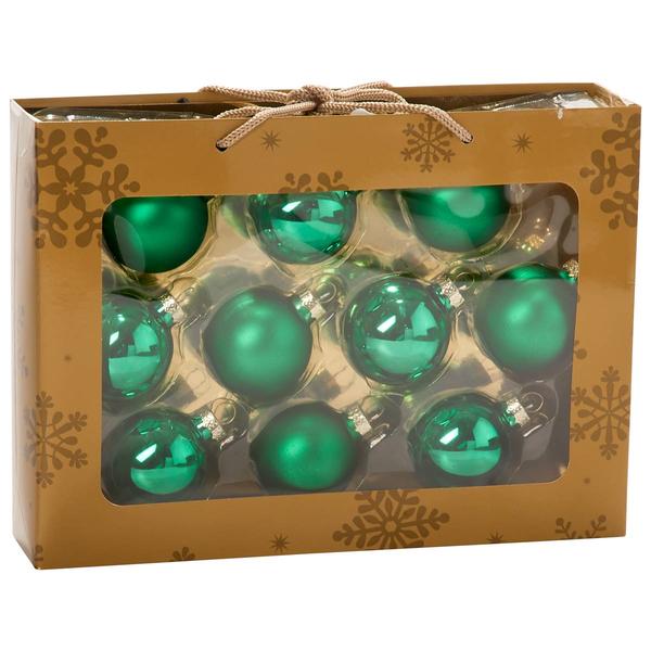 Set of 10 1.7in. Green Glass Ornaments - image 