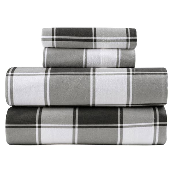 Kathy Ireland Turkish Cotton Flannel Gingham Plaid Sheet Set