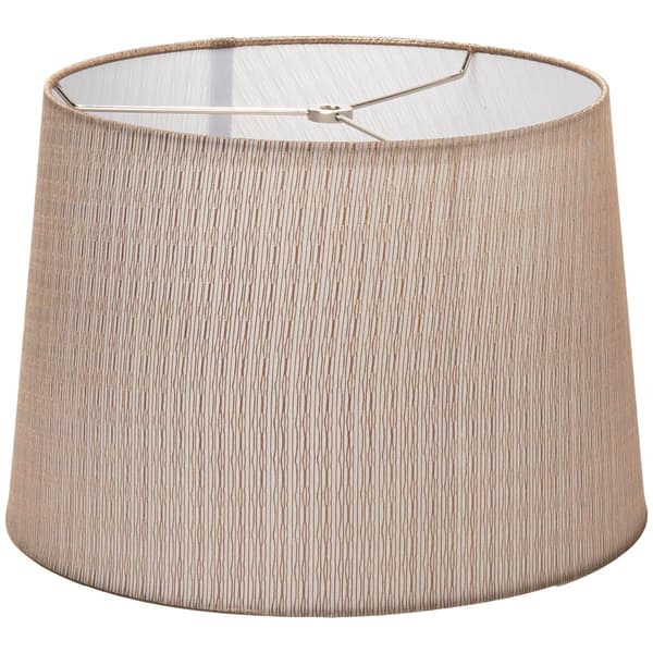Fangio Lighting Linen Gold Thread Hardback Drum 12in. Shade-Beige - image 