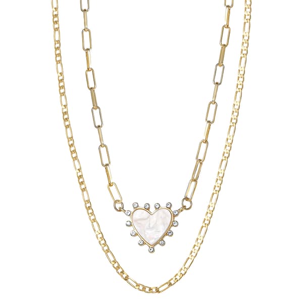 Jessica Simpson Layered White Stone Heart Necklace Set - image 