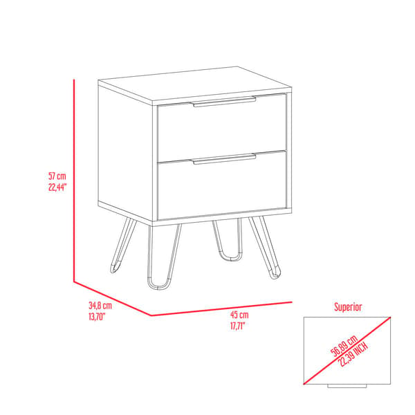 FM FURNITURE Nuvo 2-Drawer Nightstand