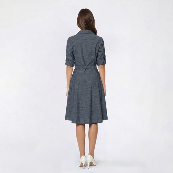 Womens Sharagano Roll Tab Sleeve Venice Shirtdress
