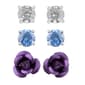 Silver Plated Crystal Rose Earrings Trio Set - image 1