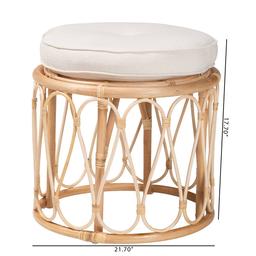 bali & pari Hachiro Bohemian Natural Rattan Ottoman Footstool