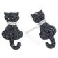 Athra Sterling Silver Black Crystal Cat Stud Earrings - image 1