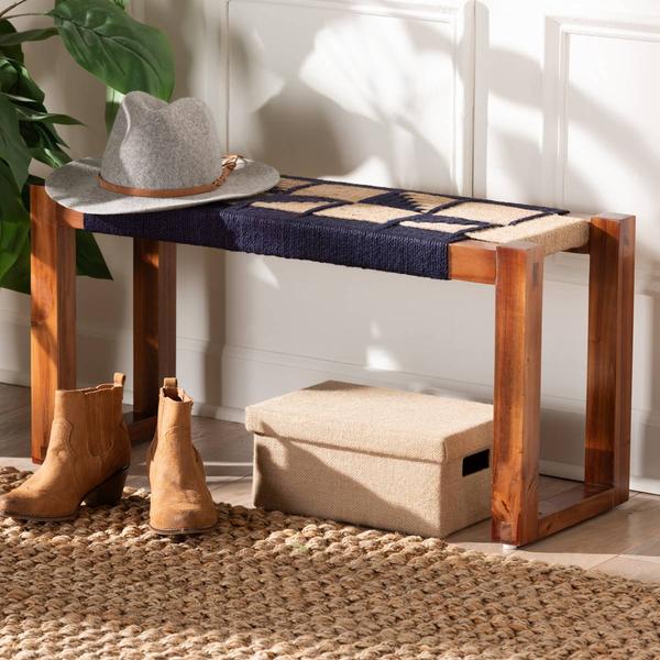 bali & pari Idoya Modern Bohemian Two-Tone Accent Bench