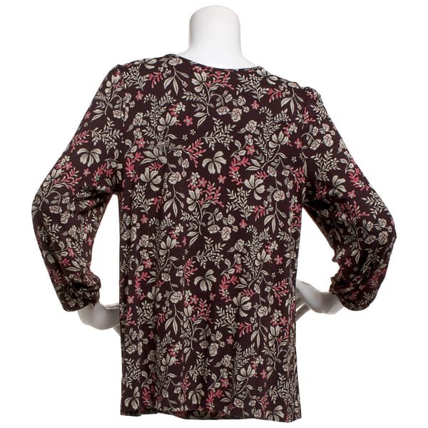 Petite Preswick & Moore® 3/4 Sleeve Floral Leaf Blouse