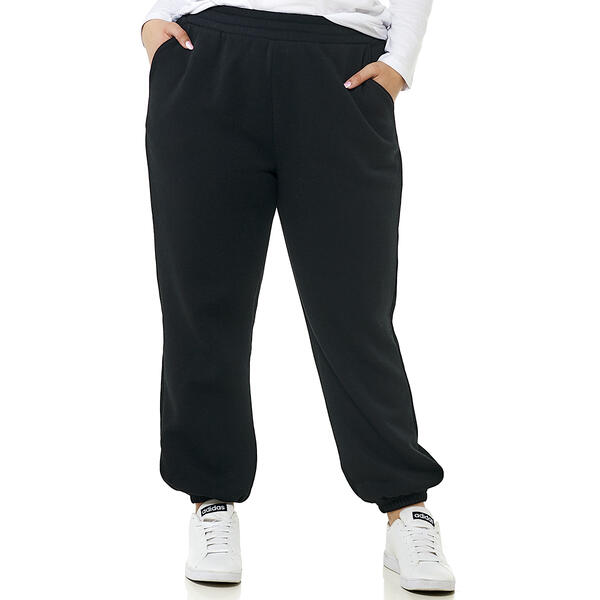 Juniors Plus Moral Society Solid Basic Fleece Joggers - image 