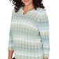 Petite Alfred Dunner St. Augustine Wavy Stripe Pointelle Sweater - image 5