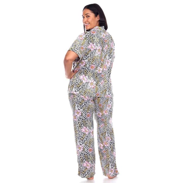 Plus Size White Mark 2pc. Leopard Floral Pajama Set