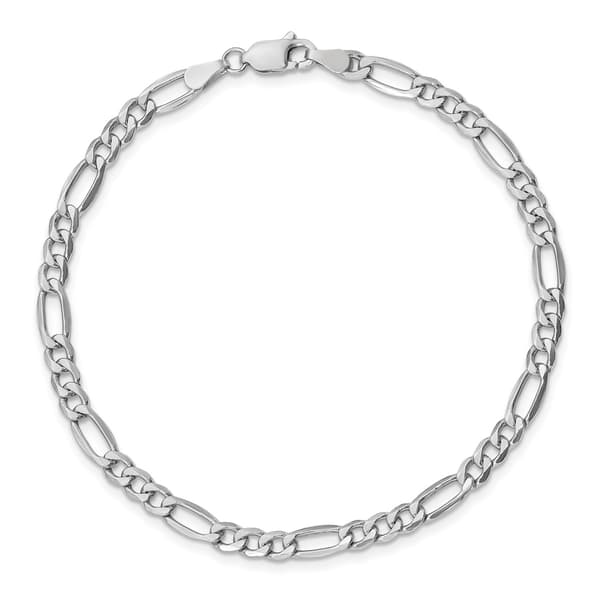 Mens Gold Classics&#8482; 4.4mm. White Gold Semi Solid Figaro Necklace