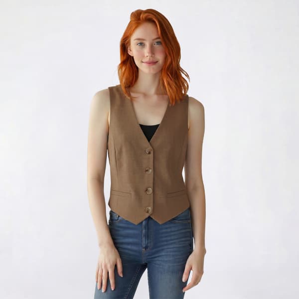 Juniors A.Byer Melange Button Front Vest - image 