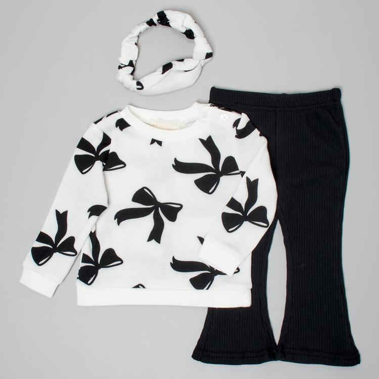 Baby Girl (12-24M) BTween(R) Bow Sweatshirt & Flared Leggings Set