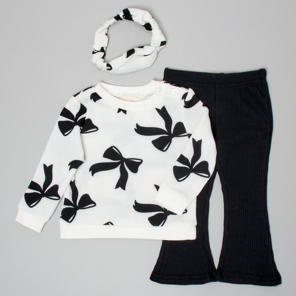 Baby Girl (12-24M) BTween(R) Bow Sweatshirt & Flared Leggings Set - image 