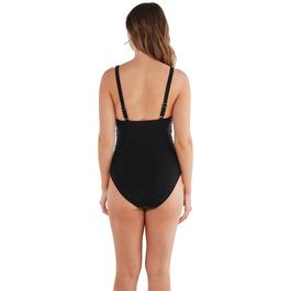 Womens Nicole Miller Studio Solid Straight Back One Piece Swimsui