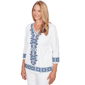 Womens Alfred Dunner Mykonos Scroll Embroidered V Neck Blouse - image 3