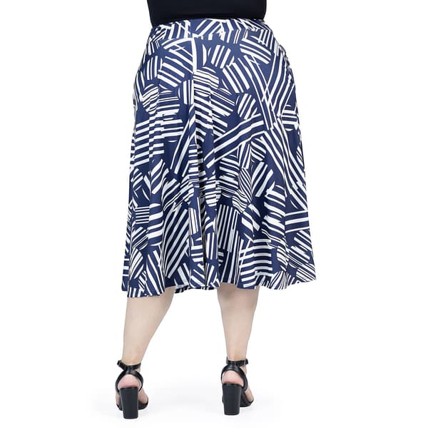 Plus Size 24/7 Comfort Apparel Geometric Elastic Waist Midi Skirt