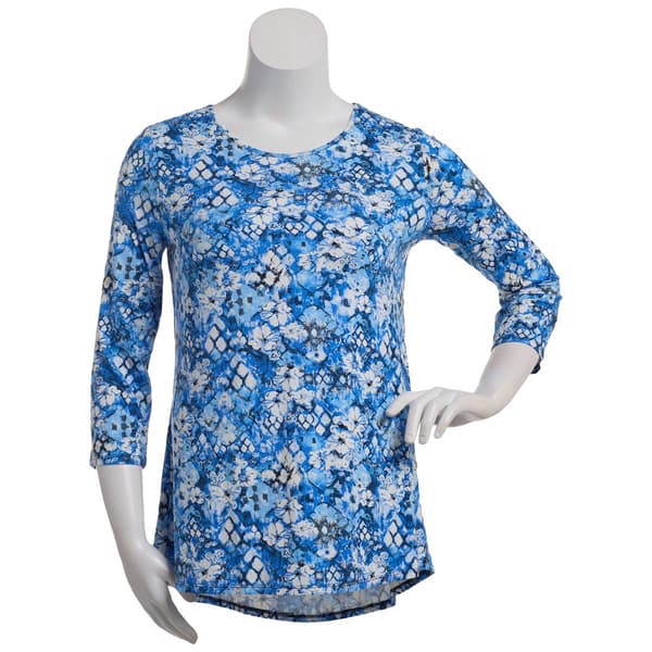 Plus Size Hasting & Smith 3/4 Sleeve Paisley Rayon Tunic - Blue - image 