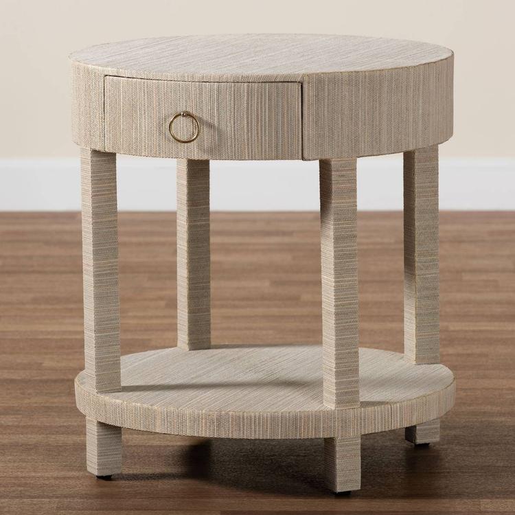 bali & pari Sadia Bohemian Woven Natural Grasscloth Nightstand