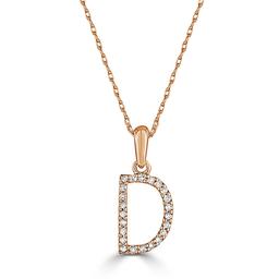 Diamond Classics(tm) 14kt. Rose Gold Initial D Letter Necklace